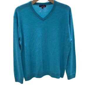 Hart Schaffer Merino Wool Sweater Blue Men’s‎ XL V Neck Pullover